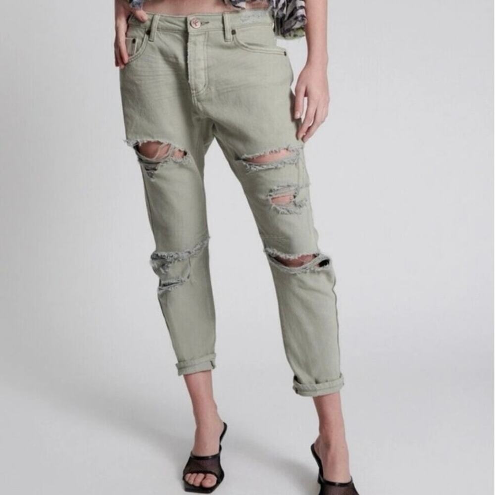 Revolve One Teaspoon distressed denim cropped Sz 27 in Sundae